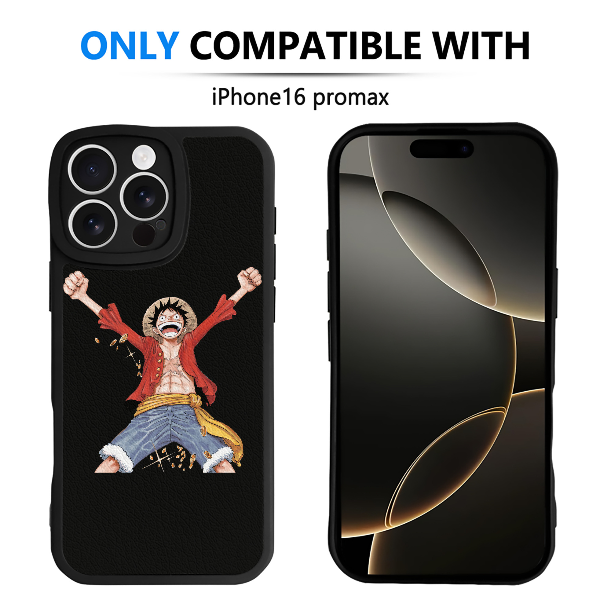 （画像用） ワンピース モンキー・D・ルフィ ONE PIECE Monkey D. Luffy 【iPhone 16シリーズ対応】シリコンスマホケース（レザー調） 材質：シリコン